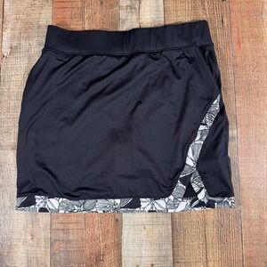 Stella Parker Black Athletic Skort Medium Floral Trim Tennis Golf Pickleball